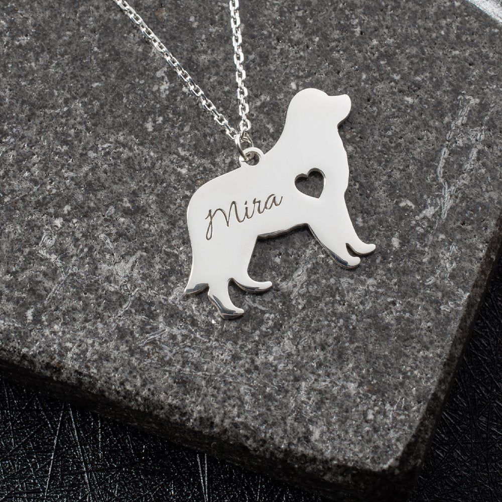 Engraved Golden Retriever necklace, a personalized tribute to your loyal best friend.