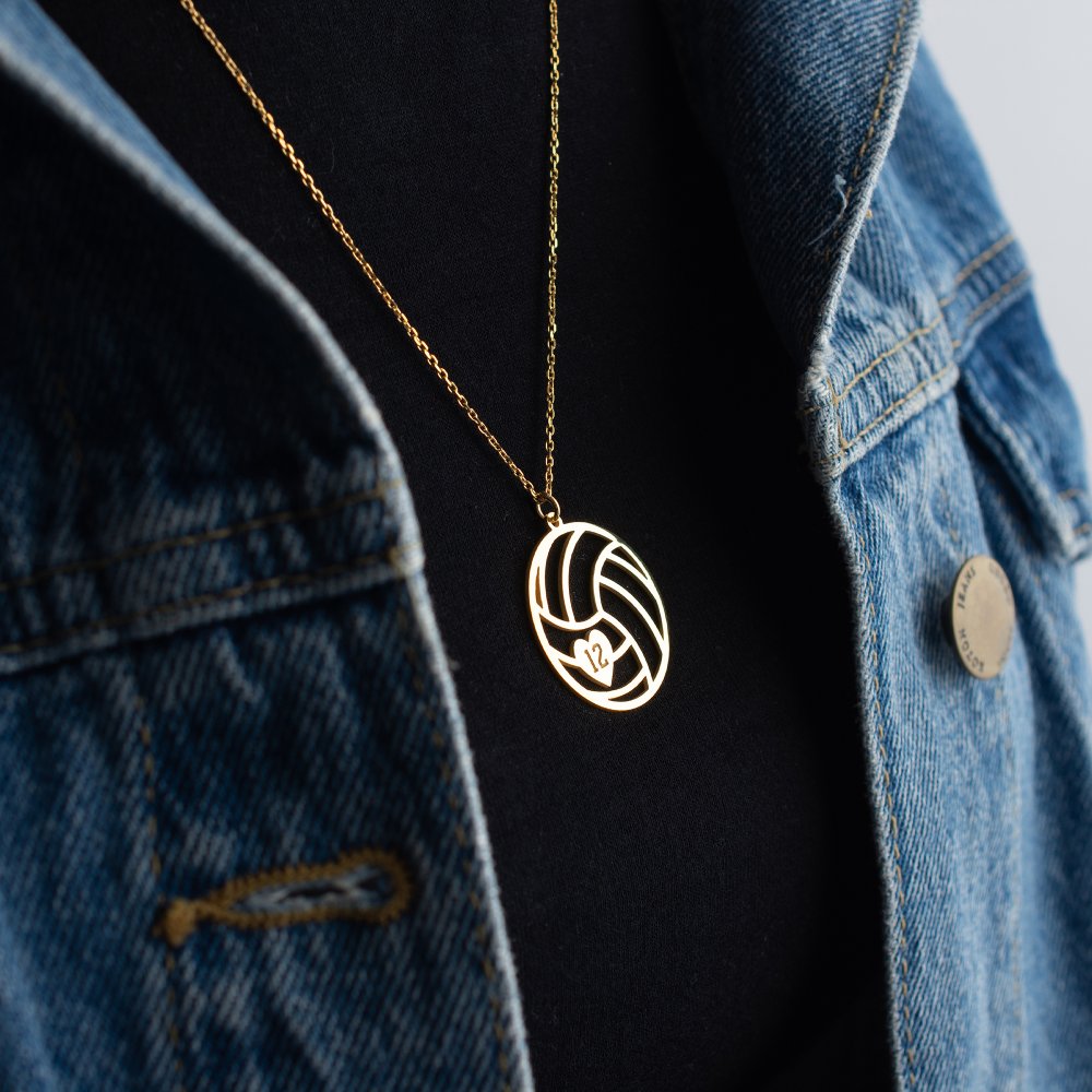 Custom volleyball necklace, a thoughtful gift for female volleyball players.