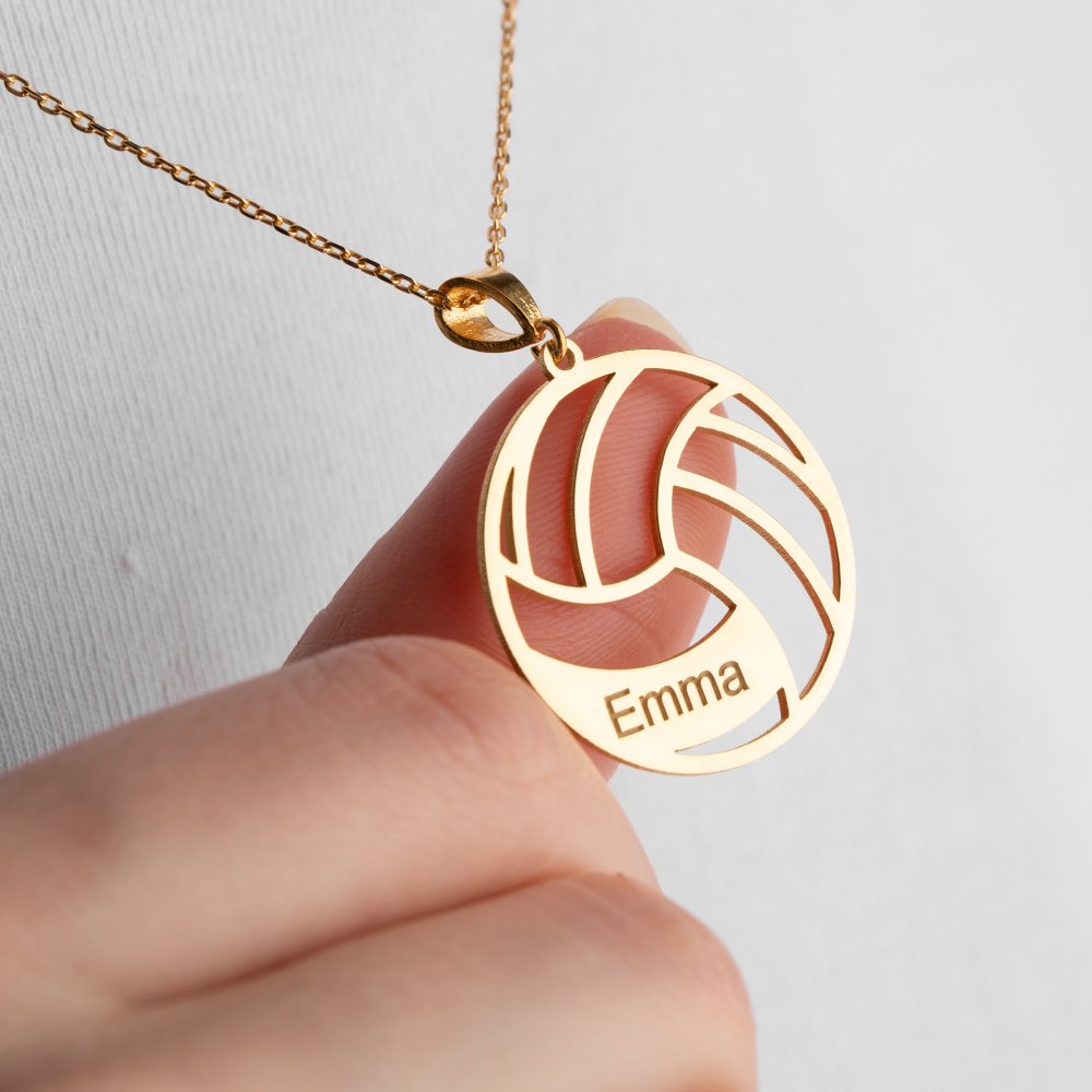 Personalized gold-filled volleyball necklace, a unique gift for sports enthusiasts