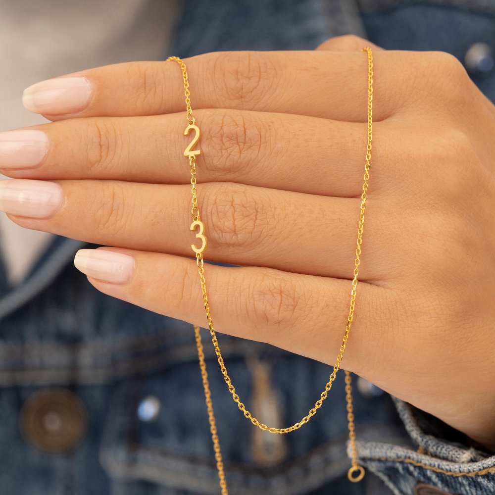 Custom dainty number necklace, lightweight and perfect for daily wear