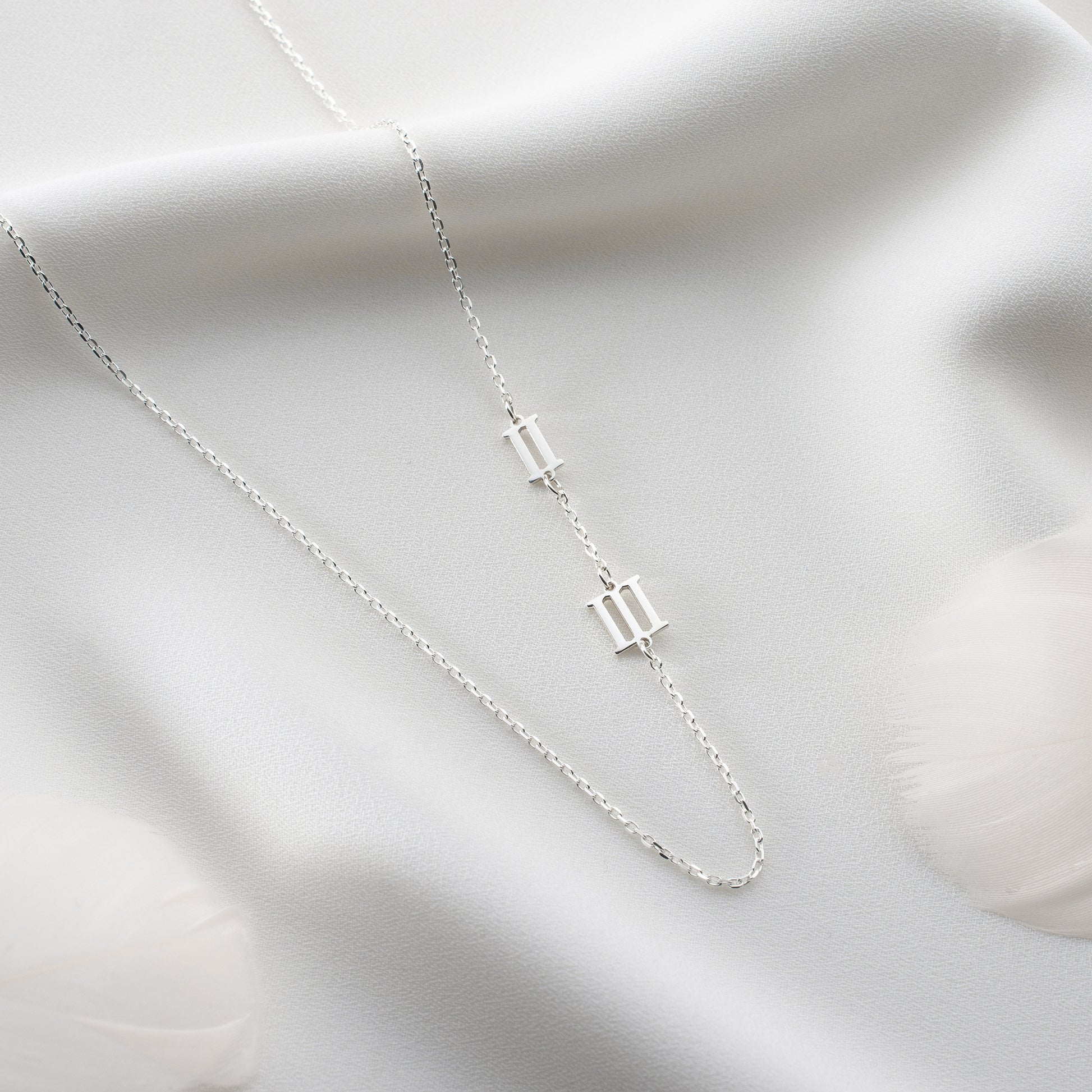 Custom number necklace with side Roman numeral design, elegant and unique