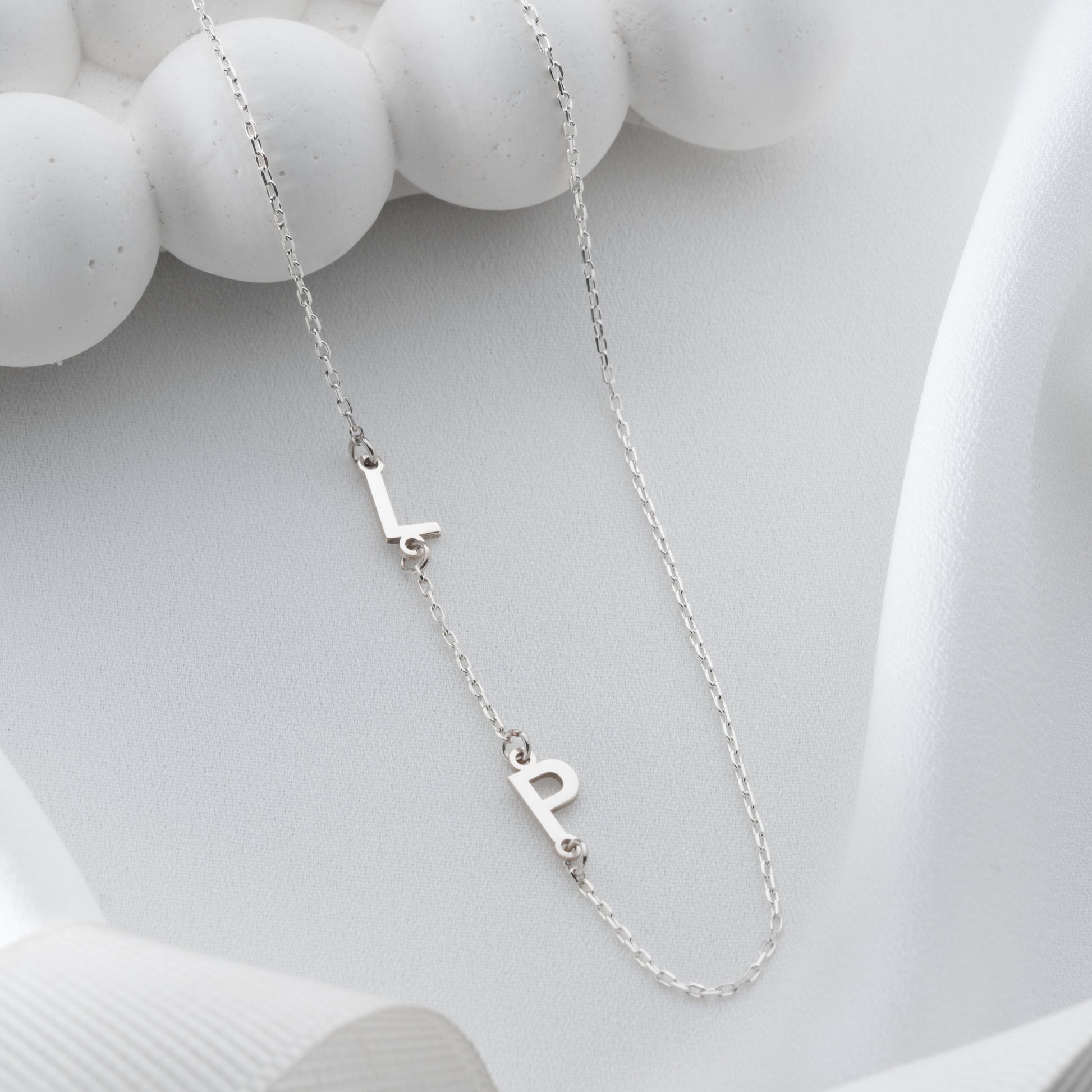 Dainty side letter necklace with personalized charm, minimalist and elegant jewelry