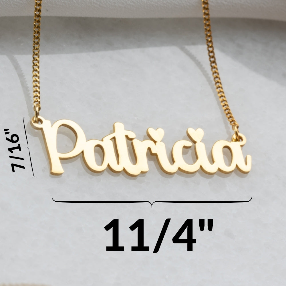 Everyday wear personalized name necklace, custom-sized to fit comfortably with adjustable measurements