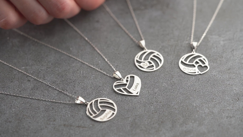Custom volleyball name necklace, a perfect senior gift for volleyball players.