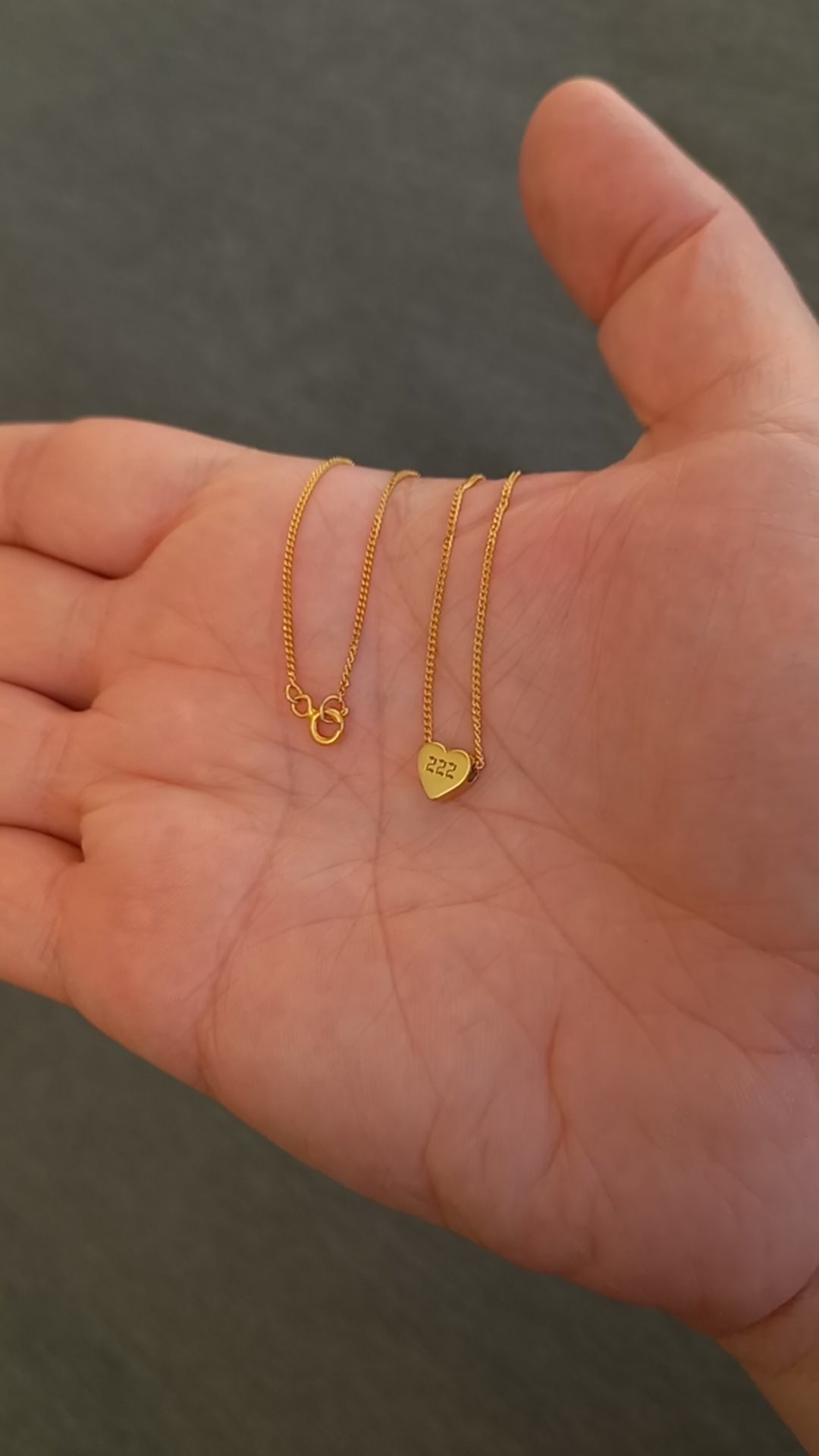 Dainty heart pendant necklace engraved with 222, a meaningful and stylish jewelry piece