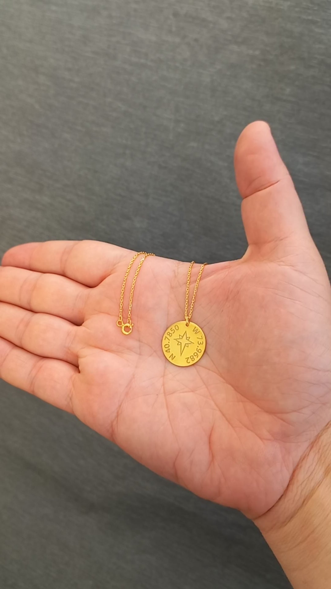 Unique coordinates necklace, a personalized travel gift with compass design