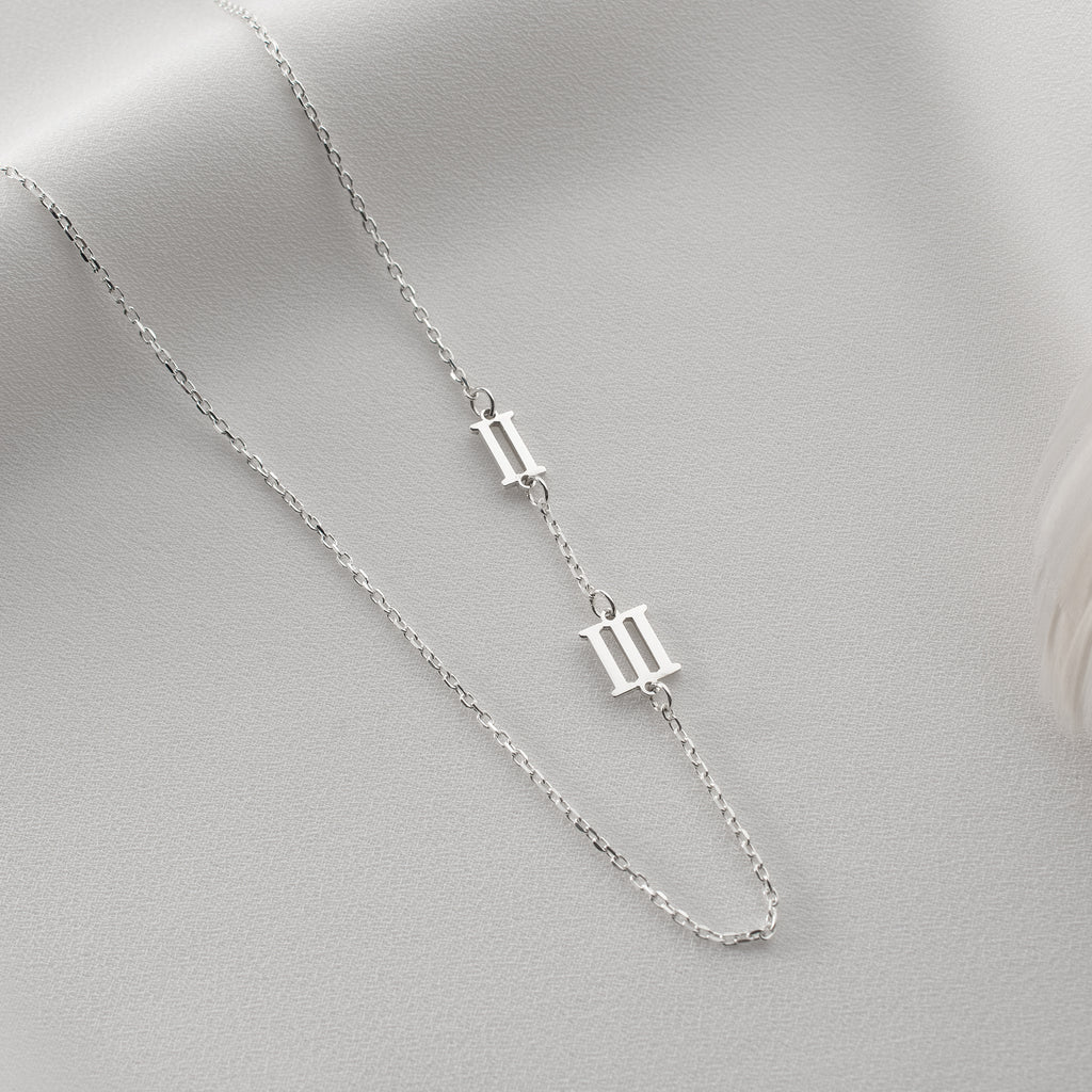 Minimalist side number necklace, perfect for everyday wear with personal touch.